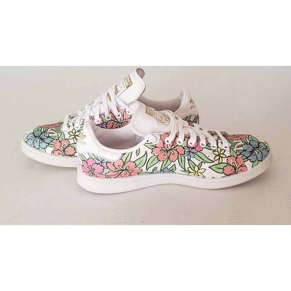 Adidas Stan Smith Womens Leather Originals   Floral Print Primegreen Size 10 - Picture 5 of 16